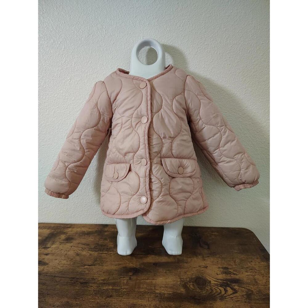 Baby Girl 2T 24 Mo Pink Coat jacket warm Fall winter Button Press Pockets